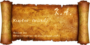 Kupfer Anikó névjegykártya